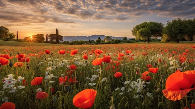 Provence Rano Piękne Pole Maku