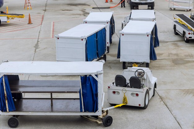 Przechowuj transport elektromobilny na pasie startowym lotniska na przenośniku