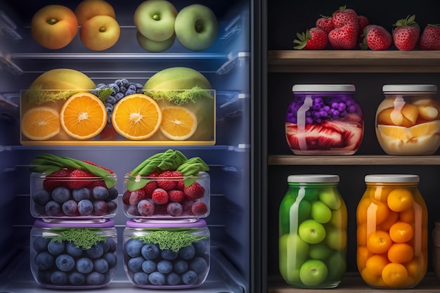 Przechowywanie owoców jagodowych i dżemów w lodówce Generative AI