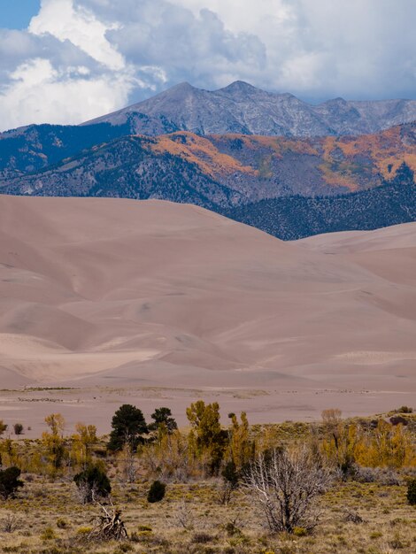 Przed zachodem słońca w Parku Narodowym Great Sand Dunes w stanie Kolorado.