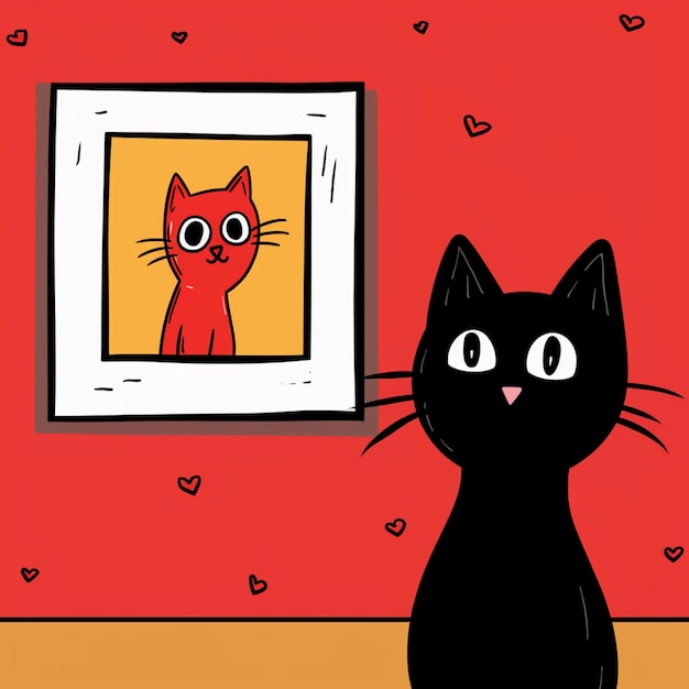 przed zdjęciem kota generatywnego AI siedzi czarny kot