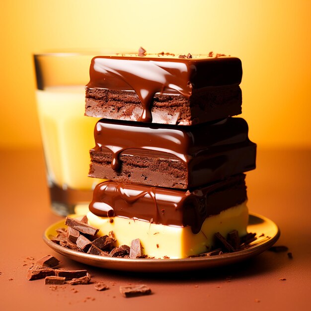 Przedni widok czekolady z proszkiem kakaowym generowany przez sztuczną inteligencję
