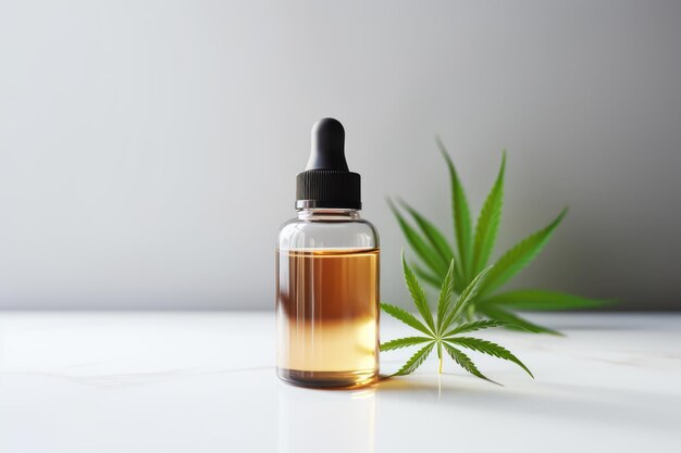 Przedni widok produktu do pielęgnacji z olejem cbd Cannabis mockup generowany przez AI