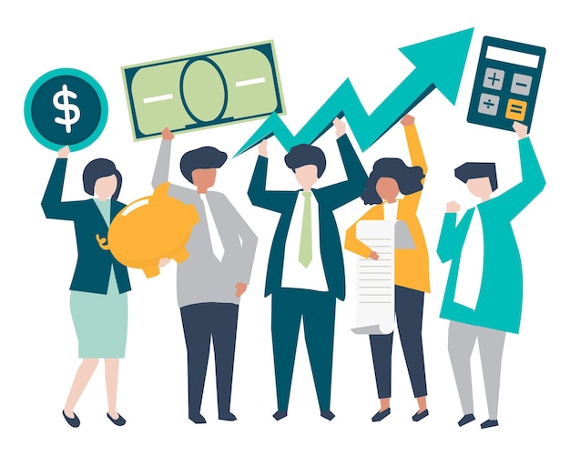 Przedsiębiorcy trzymający ilustrację koncepcji wzrostu finansowego