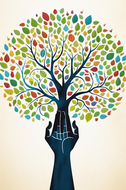 Przedstaw symboliczne drzewo uzdrowienia na Światowy Dzień Trędowatego, gdzie każdy liść reprezentuje ocalałego