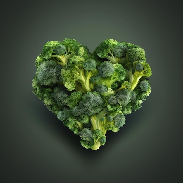 Przedstawiono brokuły w kształcie serca ze słowem brokuły
