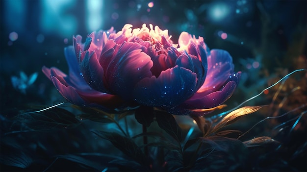Przejrzyste jasne kolorowe kwiaty streszczenie futurystyczny kwiat sztuki generatywnej ai