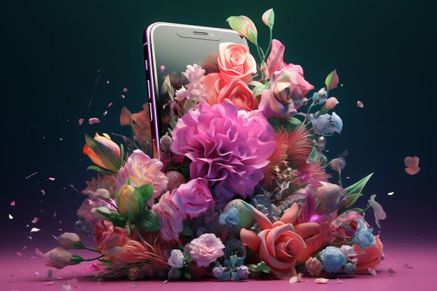 Zdjęcie przekazanie koncepcji mobilnego fotografa kwiatowego 00098 03