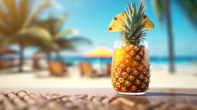 przekrojony na pół ananas i okulary przeciwsłoneczne trzymane na piasku z tekstem miejsca na kopię Letnia koncepcja kreatywna