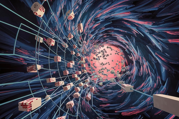 Zdjęcie przemieszczanie się danych abstrakcyjne tło struktura połączenia sieci 3d ilustracja