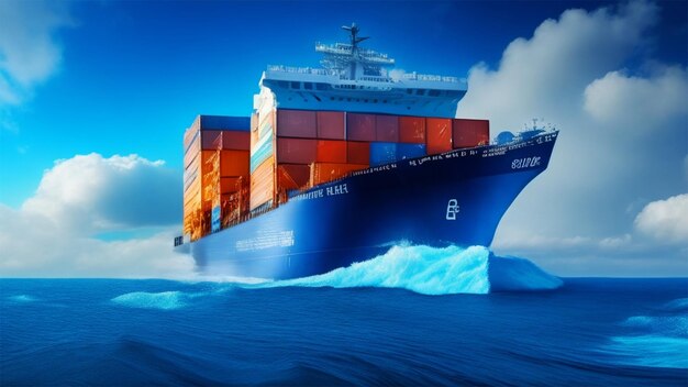 Przemysł żeglugowy dostarczający ładunek na dużym kontenerowcu