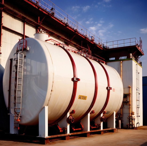 Zdjęcie przemysłowe zbiorniki chemiczne do przechowywania płynów w zakładzie magazynowym