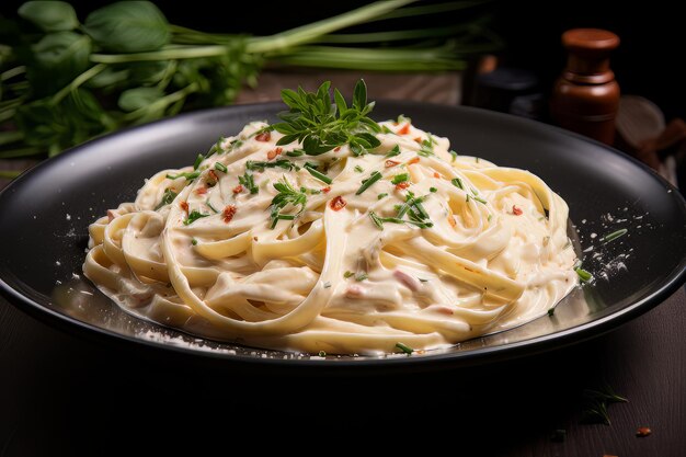 Przepis na obiad Fettuccine Alfredo Fotografia kulinarna