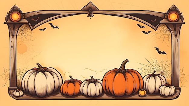 Przerażająca ilustracja baneru halloween z przestrzenią do kopiowania