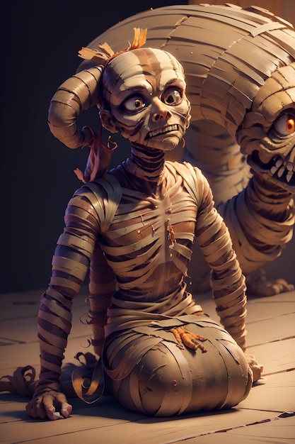 Zdjęcie przerażająca zła mumia na starożytnym egipskim grobie halloween starożytna egipska mitologia
