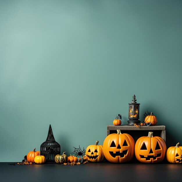 Przerażające Halloween dyni z balami siana