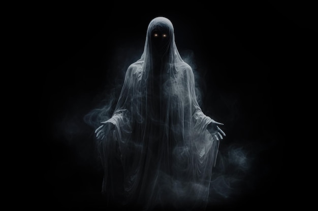 Przerażające Halloweenowe duchy z efektem nakładki na zdjęcie Eteryczne widmo Biała sylwetka Tajemniczy upiór