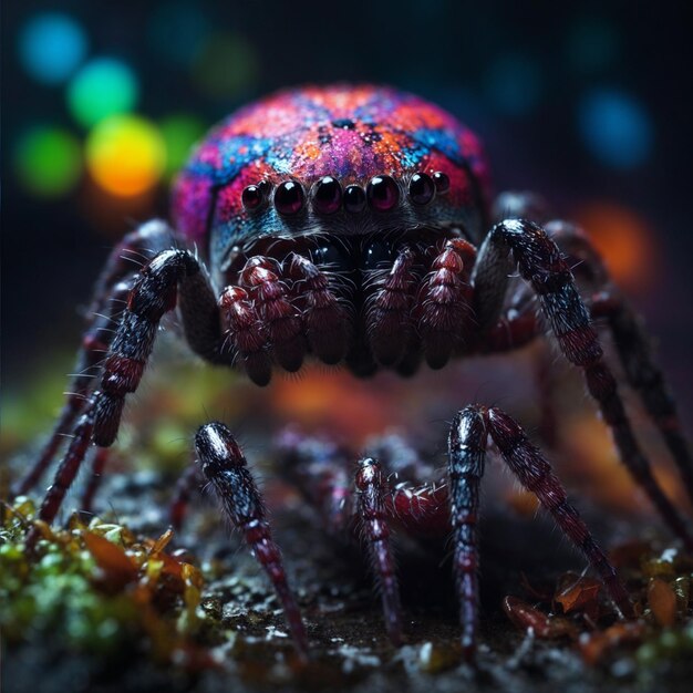 Zdjęcie przerażające makro pająki czołgają się blisko w ostrości kolorowa północ