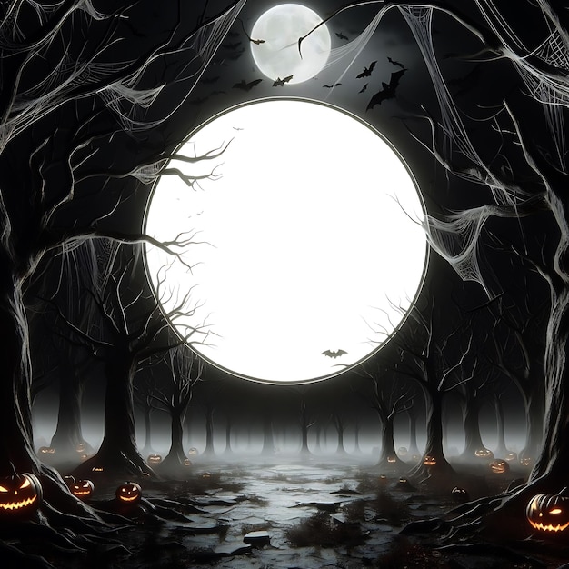 Przerażające tło Halloween z ciemnym tłem grozy generowane przez sztuczną inteligencję