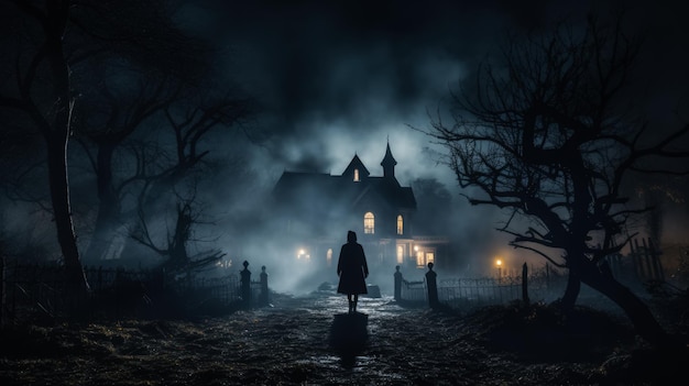 Przerażający halloween ciemny dom