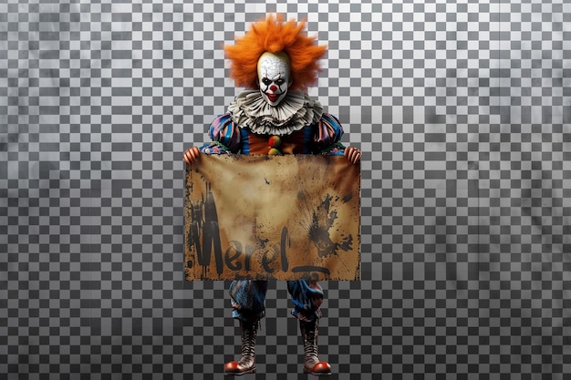 Zdjęcie przerażający klaun z znakiem, na którym jest nazwa filmu.