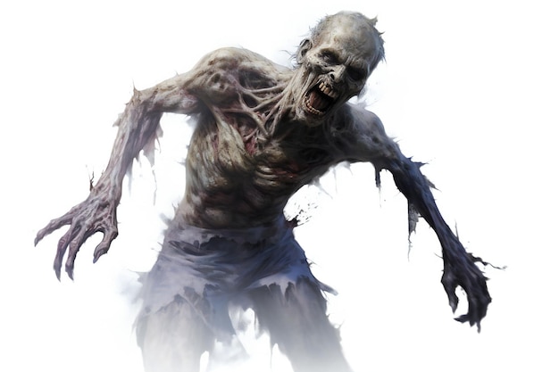 Przerażający portret zombie na białym tle