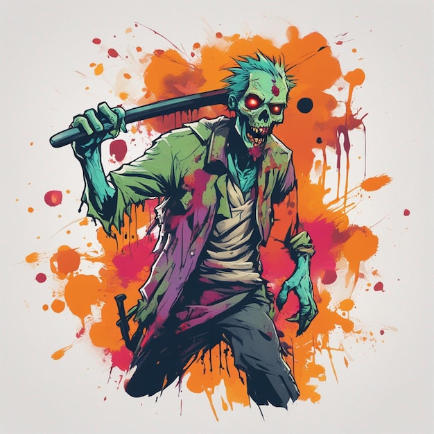 Zdjęcie przerażający projekt koszulki zombie