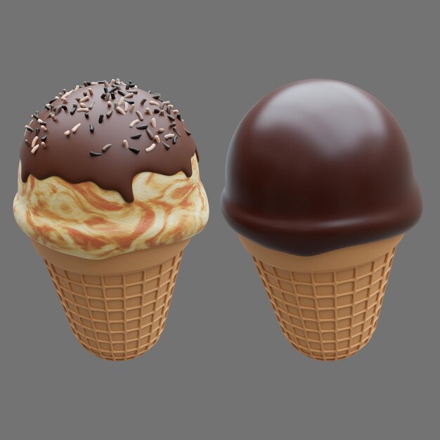 PRZESŁONA zbiory obrazów Lody rożka 3D ilustracja na szarym przezroczystym tle 2