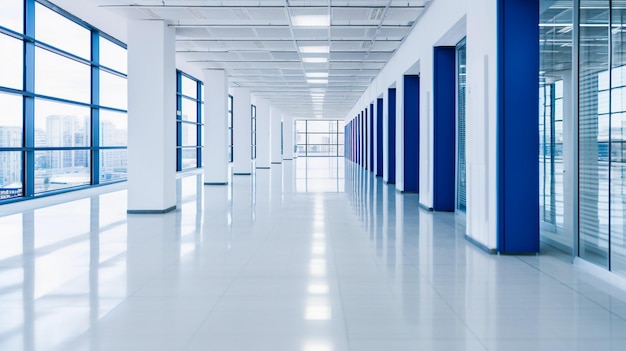 Przestronny i jasny korytarz wewnętrzny biura Przejście do produktywności i kreatywności Generative AI