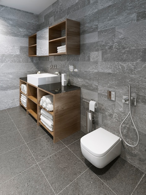 Zdjęcie przestronny, minimalistyczny projekt łazienki.