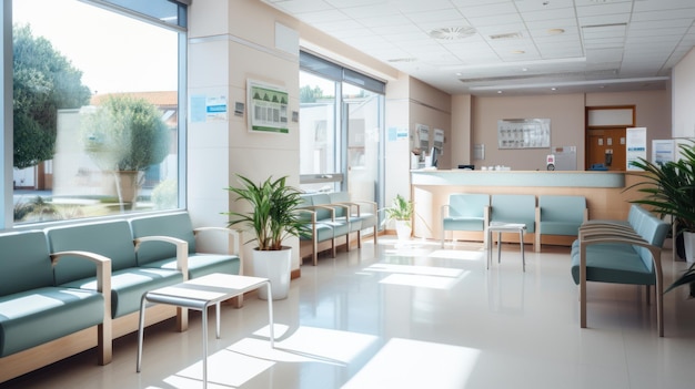Zdjęcie przestrzeń oczekiwania dla pacjentów z wizytami u lekarza w nowoczesnej klinice opieki zdrowotnej w prywatnej praktyce