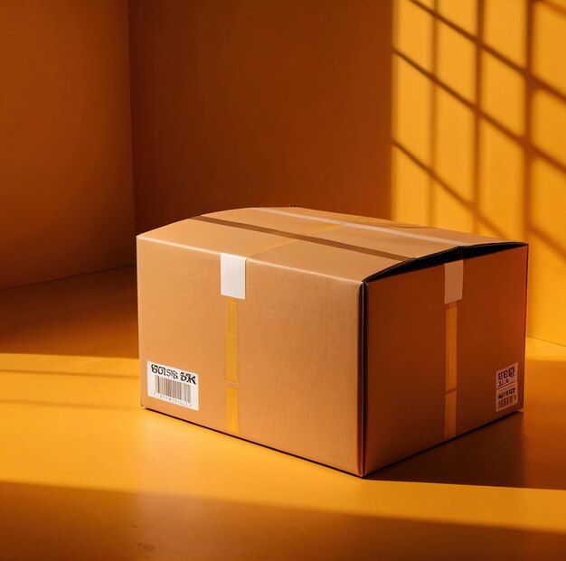 Przesyłka skrzynka pojemnik kartonowy pakowanie pakowanie paczka wykonana z żółtego kartonu