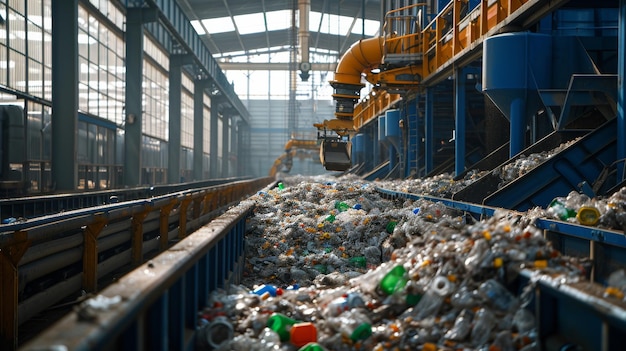 Przewodnik przepełniony różnorodnymi śmieciami w obiekcie recyklingu Dzień Ziemi.