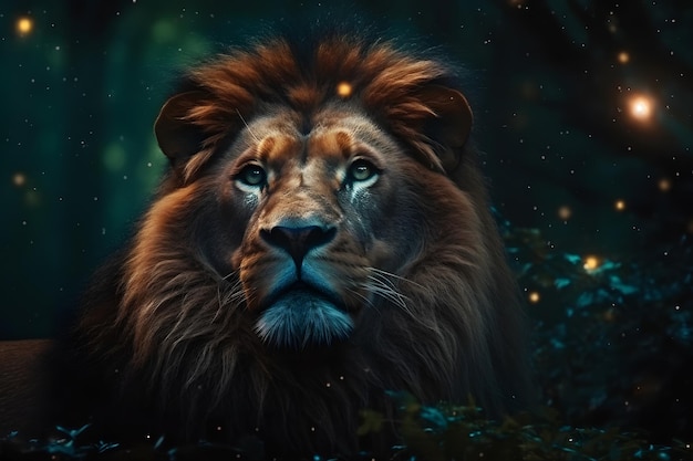 Przeznaczone do walki radioelektronicznej lwa Panthera leo przed czarnym tle Sieć neuronowa AI generowane