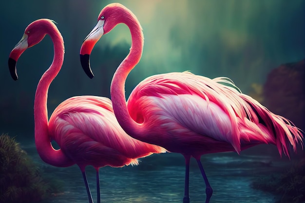 Przeznaczone do walki radioelektronicznej ptak flamingo różowy Portret flamingo różowy Cyfrowy styl ilustracji malarstwa