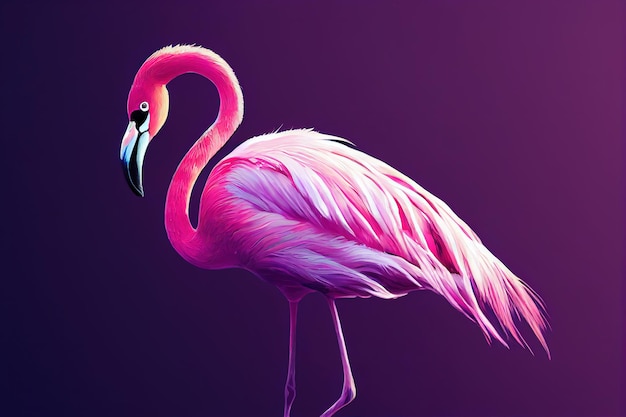 Przeznaczone do walki radioelektronicznej ptak flamingo różowy Portret flamingo różowy Cyfrowy styl ilustracji malarstwa