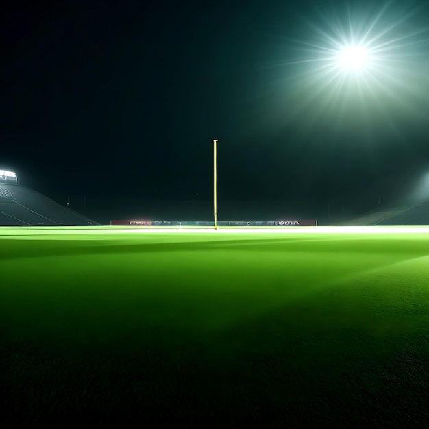 Przeznaczone do walki radioelektronicznej utrzymany trawnik na stadionie piłkarskim Nocny widok niski z generowanym abstrakcyjnym światłem ai