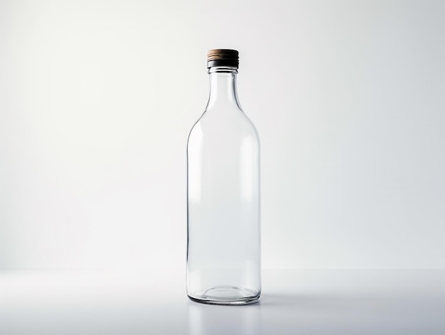 Przezroczysta czysta butelka izolowane zdjęcie makieta na białym tle AI generowane