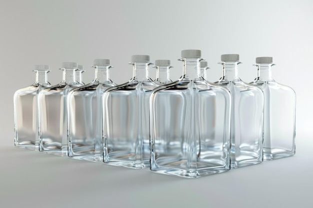 Przezroczyste plastikowe kolby z alkoholem izolowane na białym