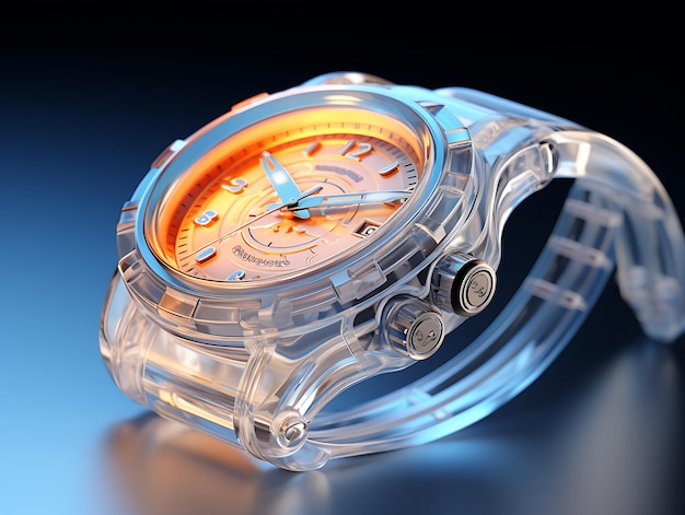 Zdjęcie przezroczyste szkło zegarekkolor gradientów zegarek technologia zegarek przyszłość zegarek3d zegarek