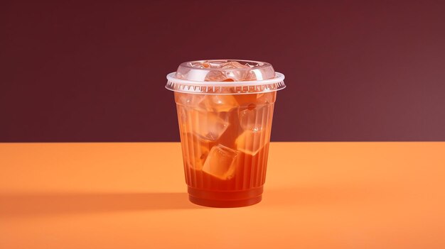 Zdjęcie przezroczysty plastikowy kubek zawierający kawę americano