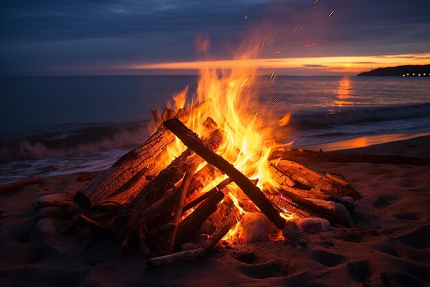 Przeżyj spokojną magię ognia na plaży.