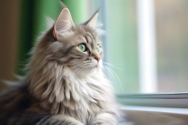 Przy oknie siedzi piękny kot