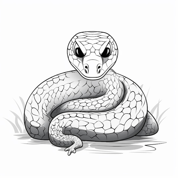 Przybrzeżny dywan Python urocza ilustracja urocza książka do malowania kawaii line art