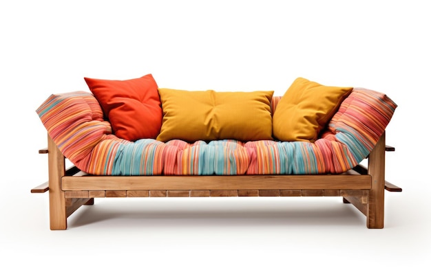 Przyciągające łóżko futonowe w współczesnym życiu izolowane na przezroczystej tle