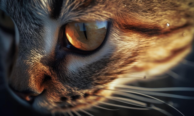 Przyciągające oko kota z odbiciem wody w fotografii makro designe