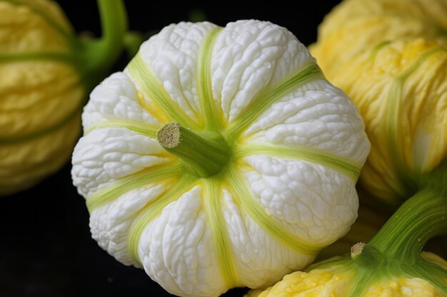 Zdjęcie przyciągające piękno białego patty pan squash closeup fotograficzne arcydzieło w 32