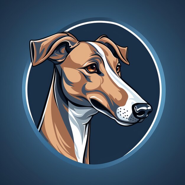 Zdjęcie przyciągające wzrok logo maskotki greyhound w ciemnym cyjanie i jasnobrązu