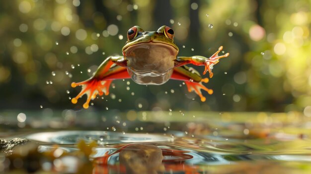 Zdjęcie przyciągające zdjęcie skaczącej żaby ulepsz swoją kolekcję tym oszałamiającym zdjęciem