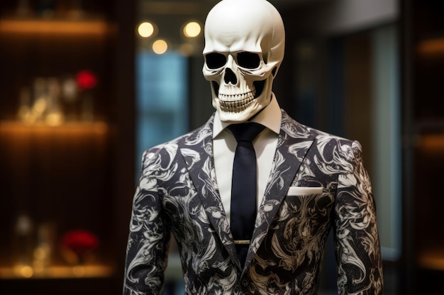 Zdjęcie przyciągający wzrok skeleton garnitur biznesowy ciemny generuj ai